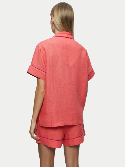 Linen Short Pyjama | Coral