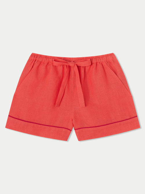 Linen Short Pyjama | Coral