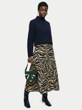 Zebra Ikat Midi Skirt | Khaki