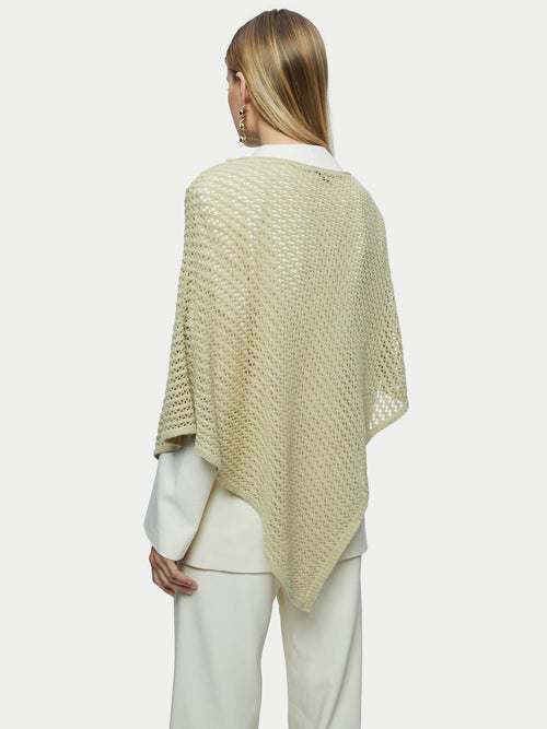 Linen Lace Knitted Poncho | Green
