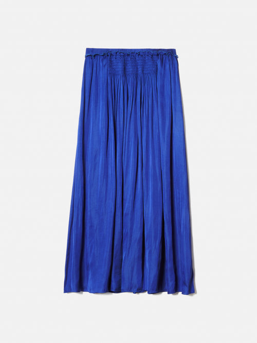 Recycled Satin Drape Skirt | Electric Blue