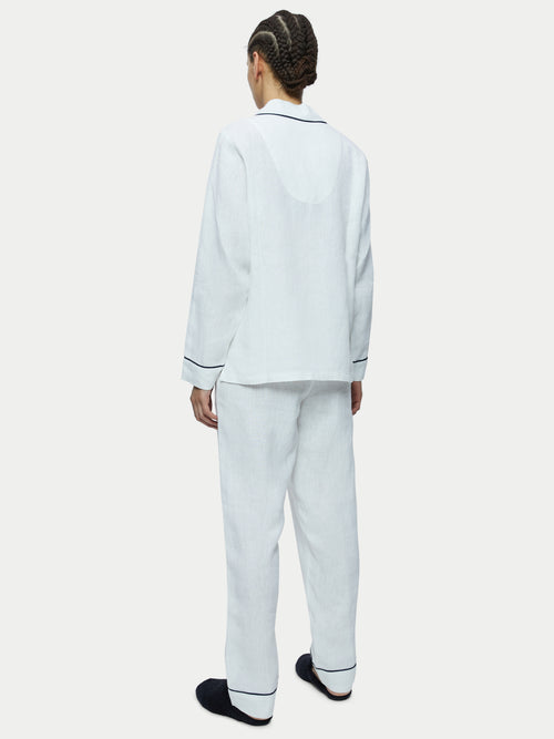 Linen Long Pyjama | White