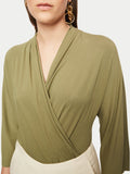 Jersey Wrap Kimono Sleeve Top | Green