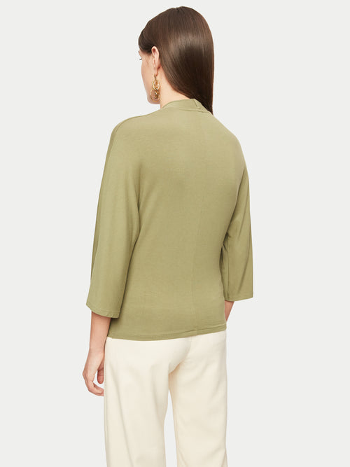 Jersey Wrap Kimono Sleeve Top | Green