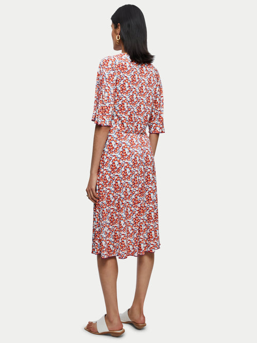 Hydrangea V Neck Jersey Dress | Multi