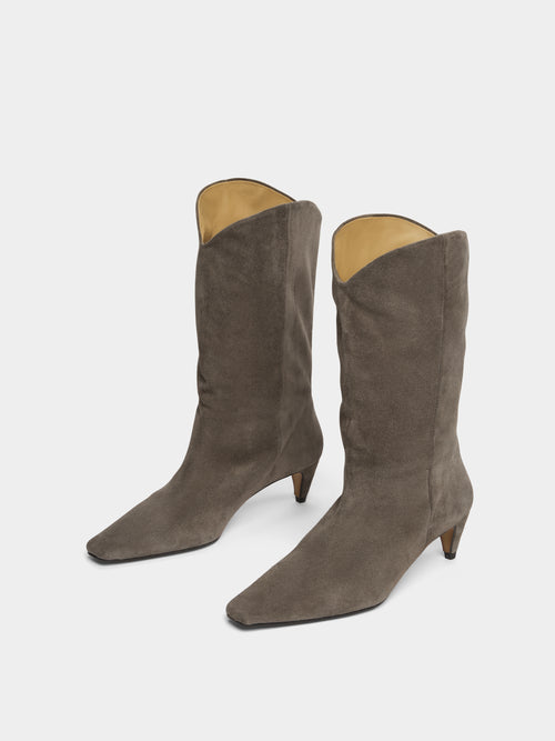 Gwen Suede Western Slouch Boot | Taupe