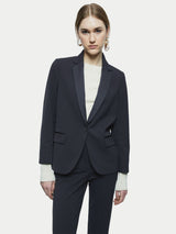 Paris Brook Satin Lapel Shortline Blazer | Navy