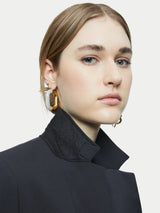 Paris Brook Satin Lapel Shortline Blazer | Navy