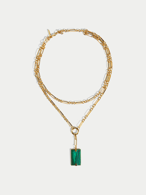 Malachite Pendant Necklace | Gold