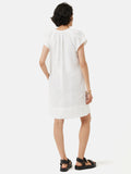 Linen Smocked T-shirt Dress | White