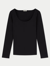 Double Front Ballet Neck Top | Black