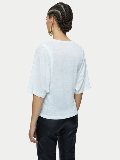 Linen Short Sleeve Top | White