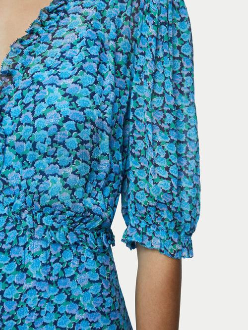 Hydrangea Crinkle Dress | Blue