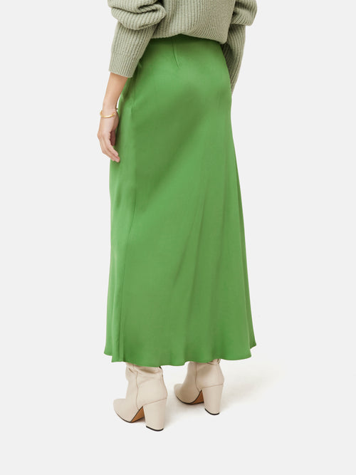 Bias Cut Maxi Skirt | Green