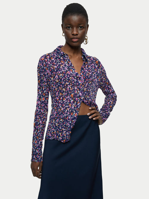 Abstract Floral Crinkled Shirt | Multi