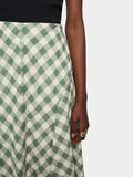 Cotton Gingham Maxi Skirt | Green