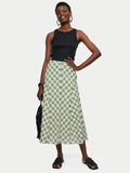 Cotton Gingham Maxi Skirt | Green
