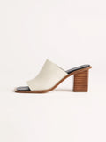 Coop Stacked Heel Leather Mule | White