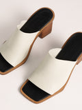 Coop Stacked Heel Leather Mule | White