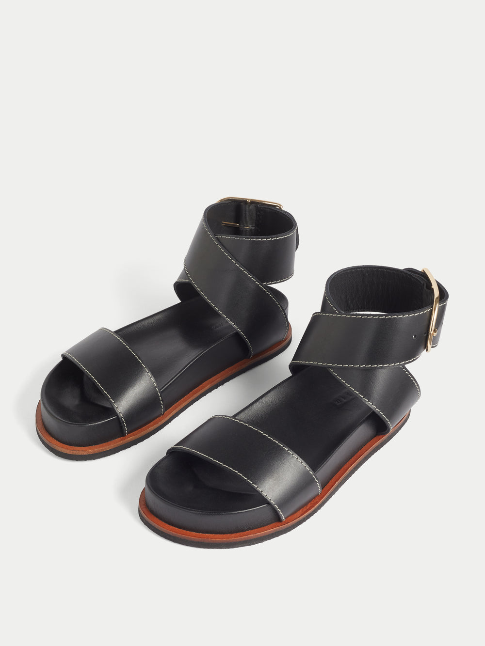 Crowle Leather Footbed Sandal | Black – Jigsaw