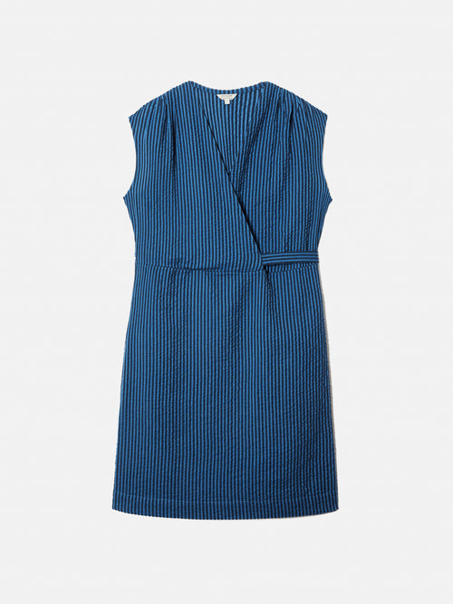 Seersucker Wrap Dress | Blue