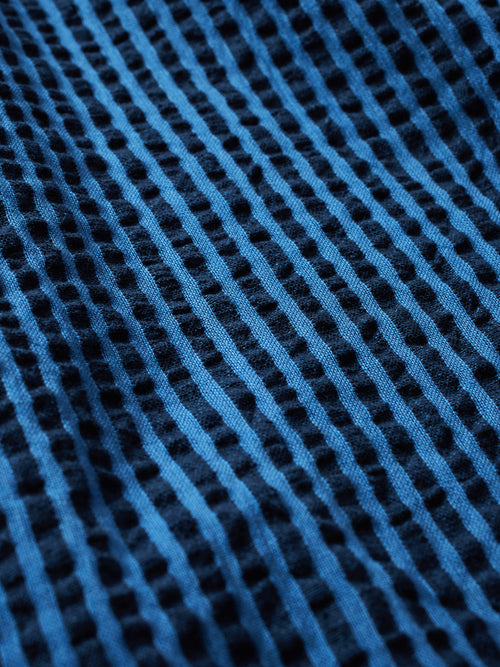 Seersucker Wrap Dress | Blue