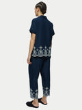 Cotton Broderie Cropped Pyjama | Navy