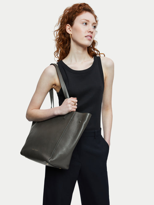 Archer Large Leather Soft Tote | Dark Fawn