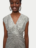 Sequin Ruched Midi Dress | Pewter
