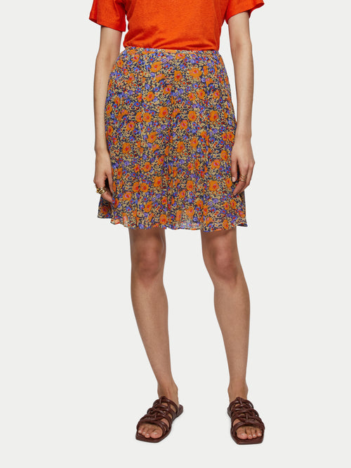 Vintage Poppy Mini Skirt | Orange