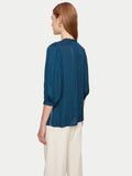 Cicelly Recycled Satin Drape Top | Blue