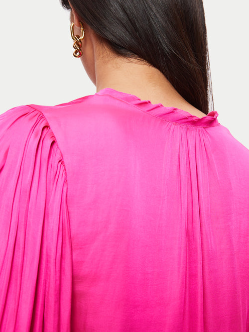 Cicelly Recycled Satin Drape Top | Pink
