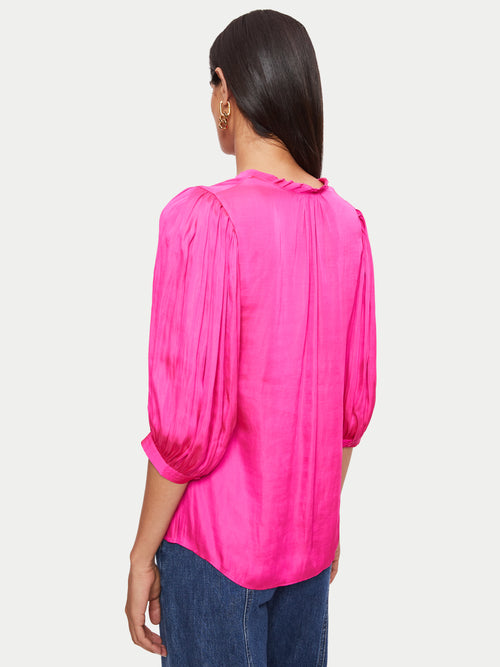 Cicelly Recycled Satin Drape Top | Pink