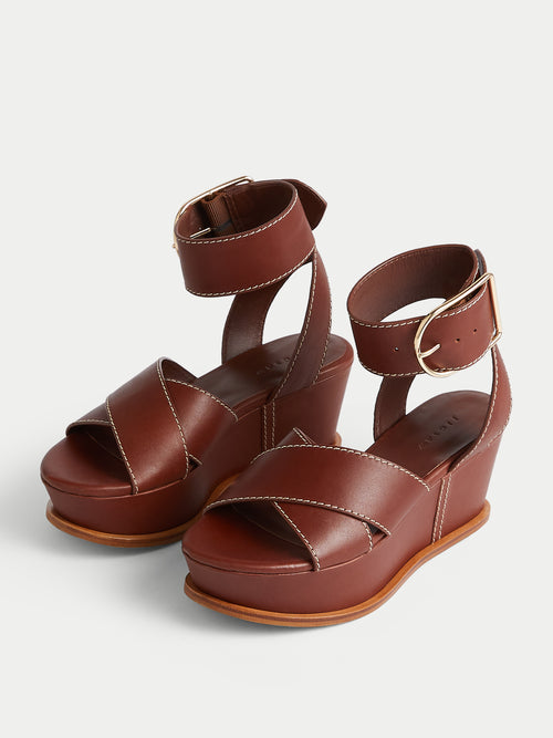 Ives Leather Wedge | Tan