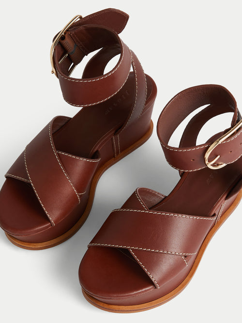 Ives Leather Wedge | Tan