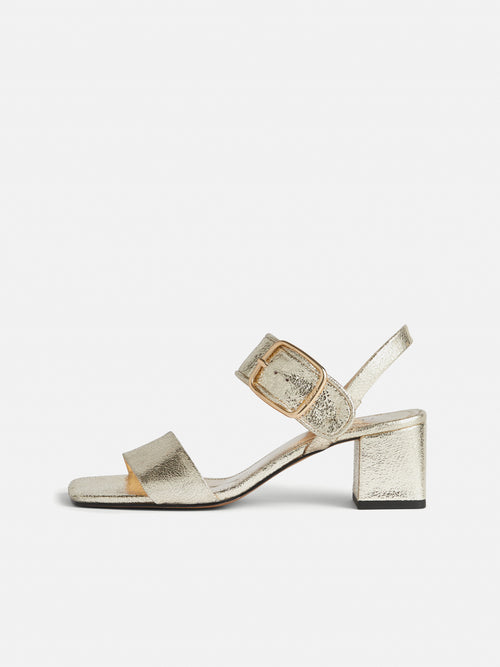 Maybell Metallic Heeled Sandal | Gold