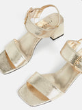 Maybell Metallic Heeled Sandal | Gold