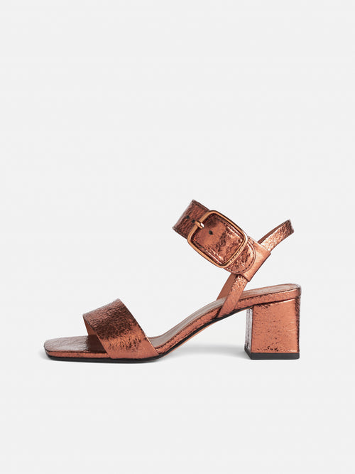 Maybell Metallic Heeled Sandal | Bronze