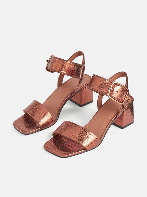 Maybell Metallic Heeled Sandal | Bronze