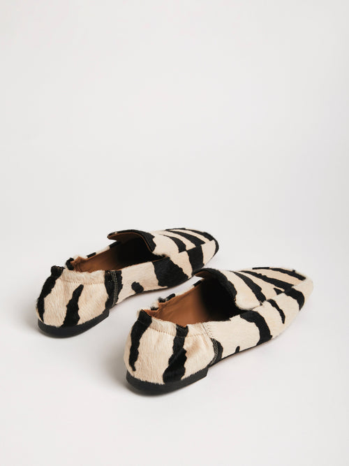 Zebra Print Leather Loafers | Monochrome