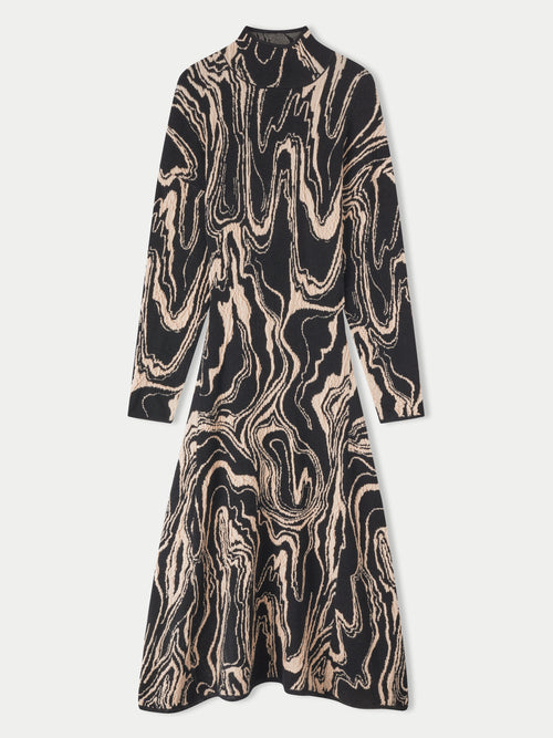 Rock Swirl Knitted Dress | Black
