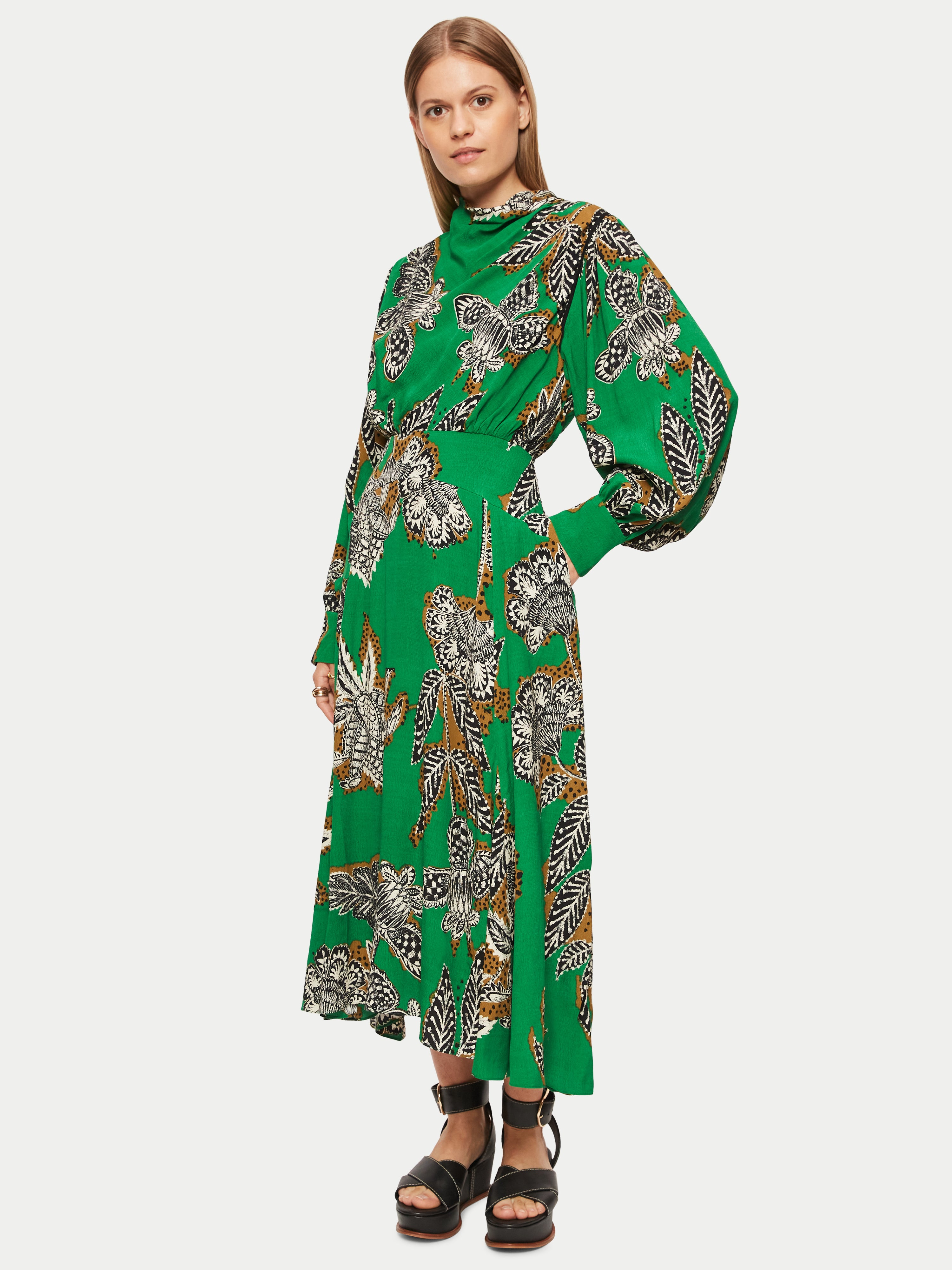 Block Floral Midi Dress | Green – Jigsaw