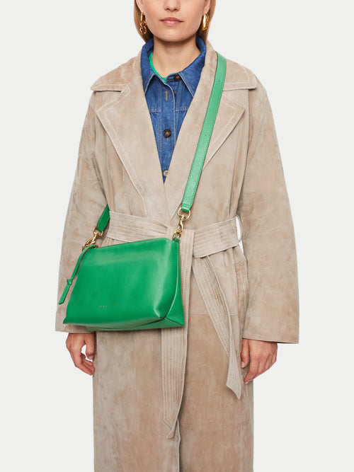 Ava Pebble Leather Crossbody | Green