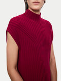 Soft Wool Rib Vest | Red