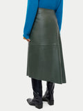 Leather Midi Asymmetric Skirt | Green