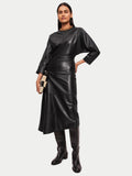 Asymmetric Leather Dress | Black