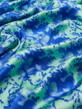 Tie Dye Ikat Silk Satin Scarf | Blue