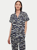 Linear Animal Cropped Pyjama | Navy