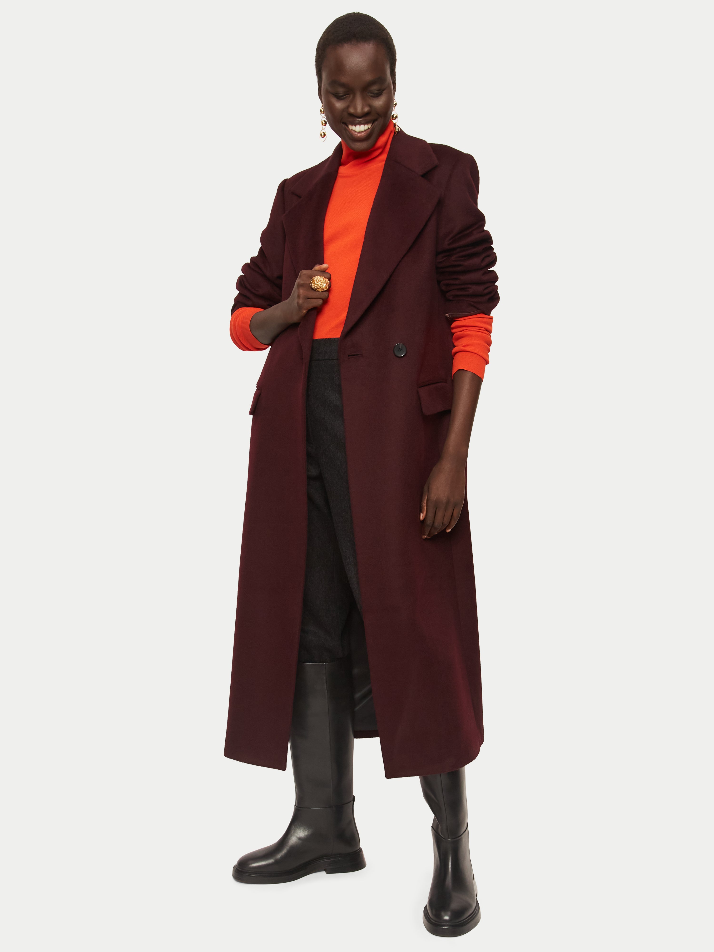 Wool Maxi City Coat | Red – Jigsaw