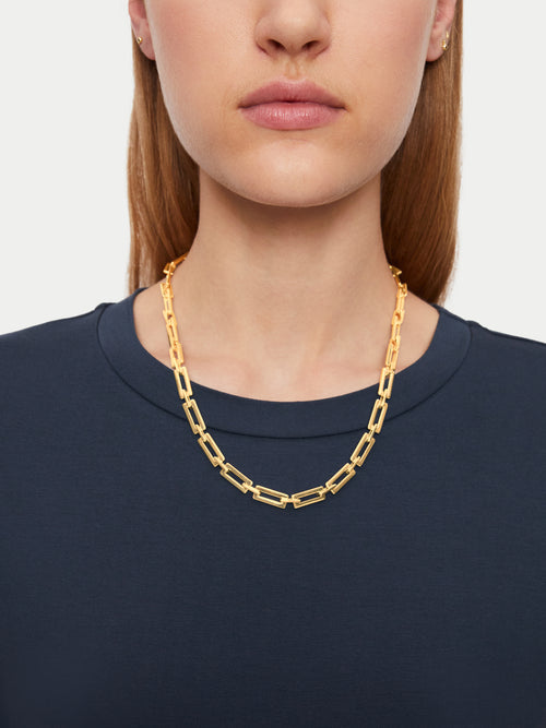 Square Link Chain Necklace | Gold